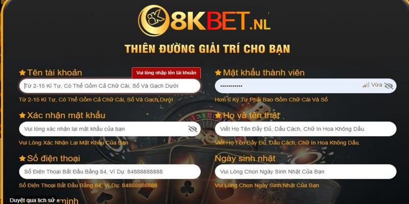 Đăng ký 8Kbet thành công chỉ với 3 bước đơn giản 