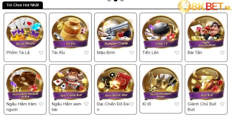 Kho game tại 8KBET siêu đa dạng và thu hút người chơi